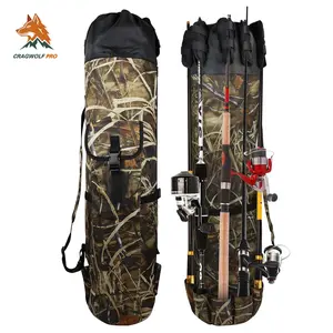 Fishing Rod Bag Durable Folding Oxford Fabric Fish Pole Case Portable Outdoor Fishing Equipment Shoulder Bag Lightweight Fishing Gear Storage Bag for Men Green Sport Carry baitcasters fishing equipment fishing rod