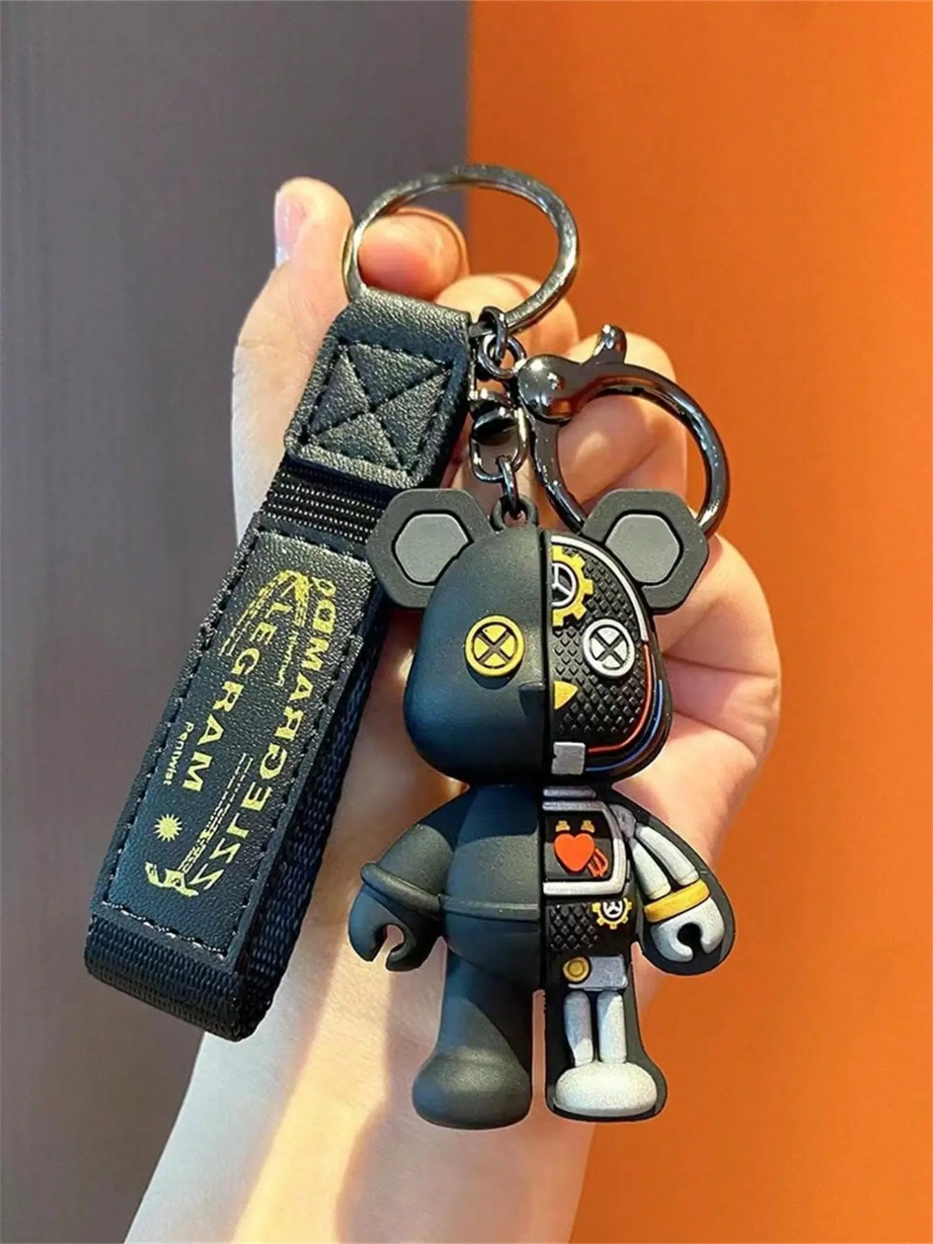 Mechanical Bear Keychain Pendant, Backpack Decoration, Keychain For Bags, Unisex Cartoon 3D Statue, Fashion Creative Key Ring, Key Chain Cute, Car Accessories Gift