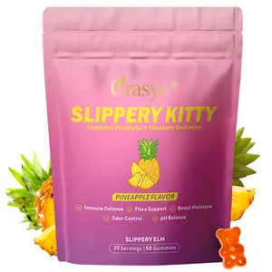 CRASYE Slippery Elm & Cranberry Probiotic Moisturizing Gummies—Contains Slippery Elm and Cranberry—Supports pH Balance, pineapple gummies60 Count Natural Supplements Healthcare Gifts for Women Pineapple Gummies
