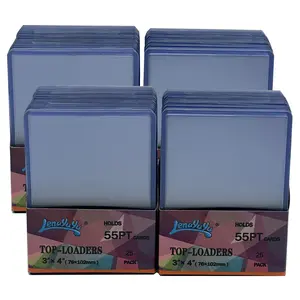 100pcs Lenayuyu 3" x 4" Clear Thick Top Loaders Toploaders 55PT Per Pack Hard Card Holders Standard Size 100ct Thick Action Packed Baseball, Football, Basketball, Hockey, Gaming