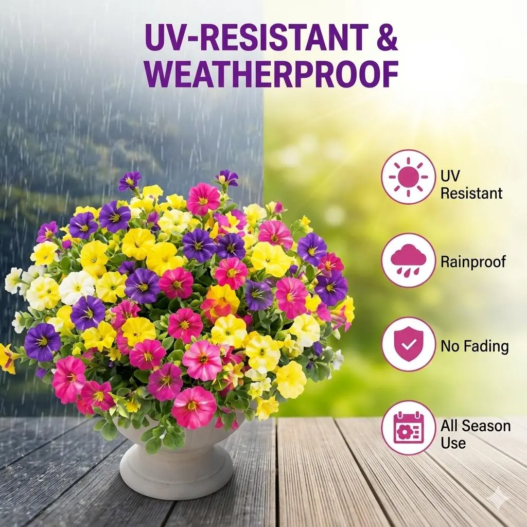 4pcs UV-Resistant Color-Coordinated Botanical Artificial Bouquet Set with Short Branches, Natural-Look Eucalyptus, Faux Greenery for Home Garden, Wedding Decor, Artificial Outdoor Flowers, Botanical Artificial Flowers