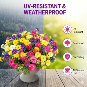 4pcs UV-Resistant Color-Coordinated Botanical Artificial Bouquet Set with Short Branches, Natural-Look Eucalyptus, Faux Greenery for Home Garden, Wedding Decor, Artificial Outdoor Flowers, Botanical Artificial Flowers