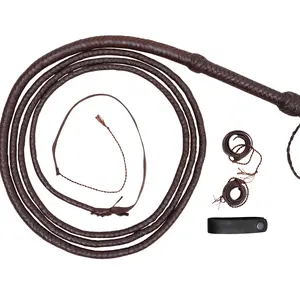 Brown Cowhide Leather Bull WHIP 04 TO 16 FEET Long 16 Plaits Indiana Jones Whip
