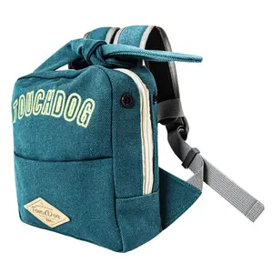 Touchdog  Navy Large-Pocketed Zippered Duffle Dog Backpack and Harness