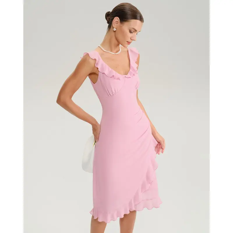 white christmas dresses Women's The Felicity Pink Coral Cotton Midi Dress | Size: L main image 0