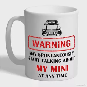 MINI WARNING Ceramic Coffee Tea Mug Cup Morris Cooper Car Birthday Gift Idea New