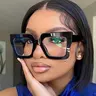 ShineThru Unisex Full-Rim Retro Square Wide Frame Non-Prescription Blue Light Glasses (1-Pair) - High-Quality PC Lenses, Lightweight Eye-Friendly Frames, UV Protection, Screen Glare Reduction, Daily Wear Eye Fashion Accessory, Glasses Blue Light,sohochic