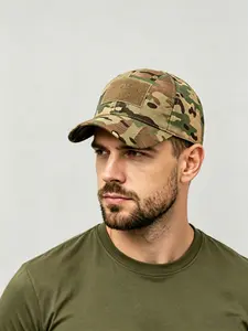 Military-Style Camouflage Dad Hat - Velcro Front for Custom Patches, One Size Fits All