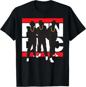 Run DMC Official Silhouette Band Casual Short Sleeve Cotton T-Shirt