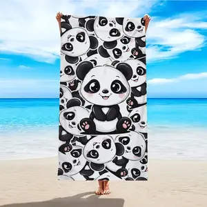 Cute Panda Beach Towel, Ultra Soft Microfiber Beach Towel, Swimming Pool Towel, Camping Towel, Picnic Towel, One Pack