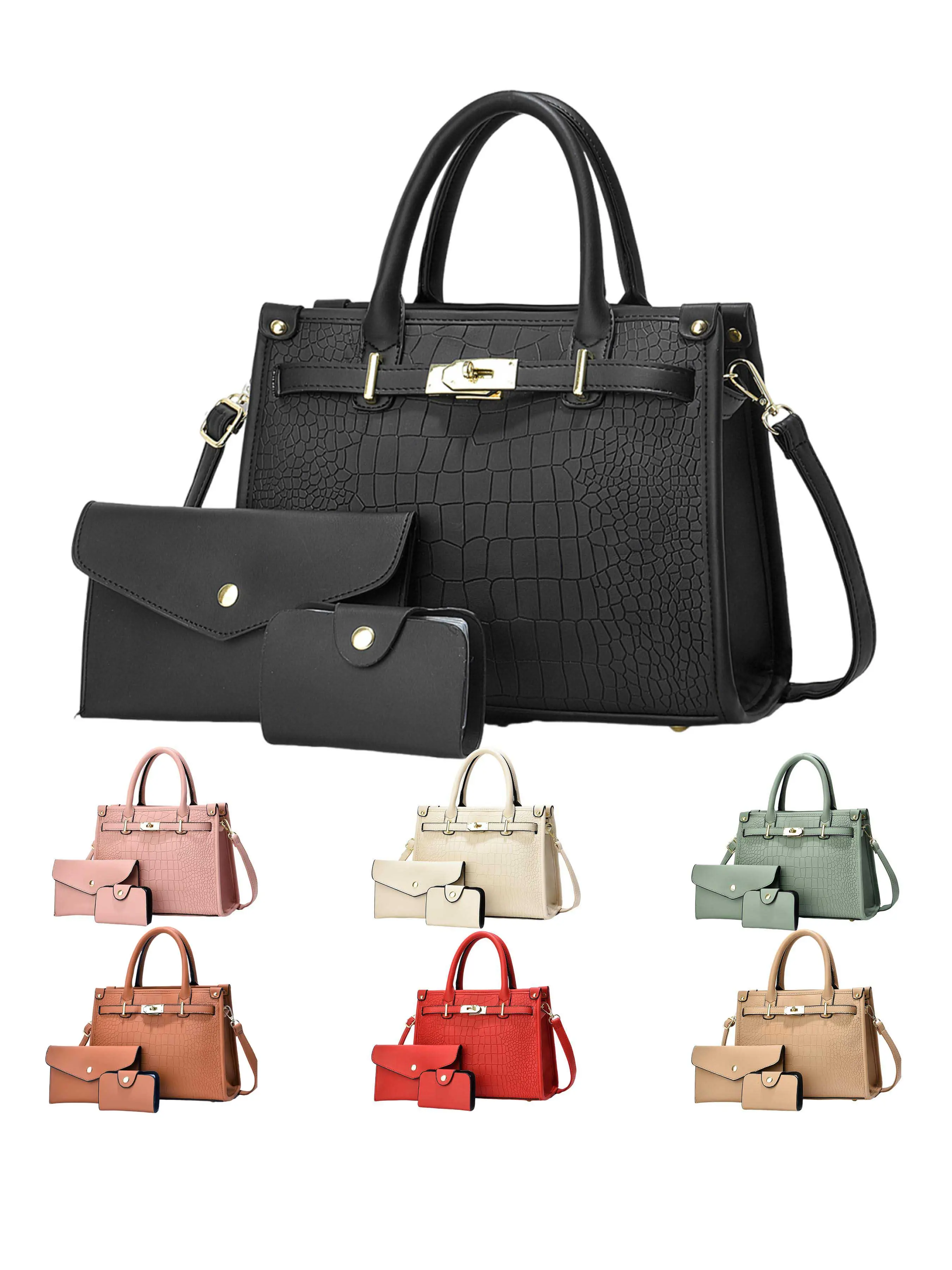 Women's Fashionable Embossed Handbag, Large Capacity Shoulder Bag for Daily Used, Casual Trendy Versatile High-quality Daily Commuting Bag, Handbag Set