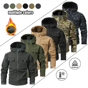 Men's Multi-Pocket Workwear Hooded Jacket Fleece Waterproof 9 Cl Pockets Camo Design Long Sleeve Navy Outdoorfun Spring Regular - Shoe for men daily outdoor vintage hoodie high-quality  the working  fleece jacket autumn winter