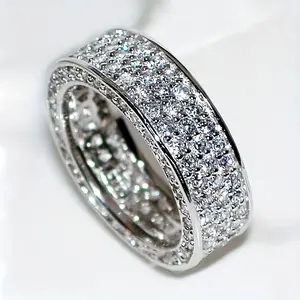 Gorgeous Super Sparkling Synthetic Cubic Zirconiaia Silvery-plated Ring Fashion Forward Luxury Ring Neutral Ring Men's and Women's Ring Men's Wedding Ring Daily Wear Jewelry
