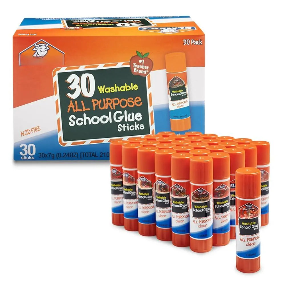 All Purpose School Glue Sticks  Acid-Free and Washable Clear 7 Grams 30 Count - Ideal for Craft Projects Scrapbooking Classroom Home Office Teacher Supplies