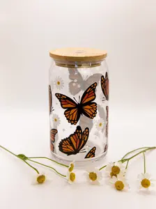 Monarch Butterfly Glass Cup