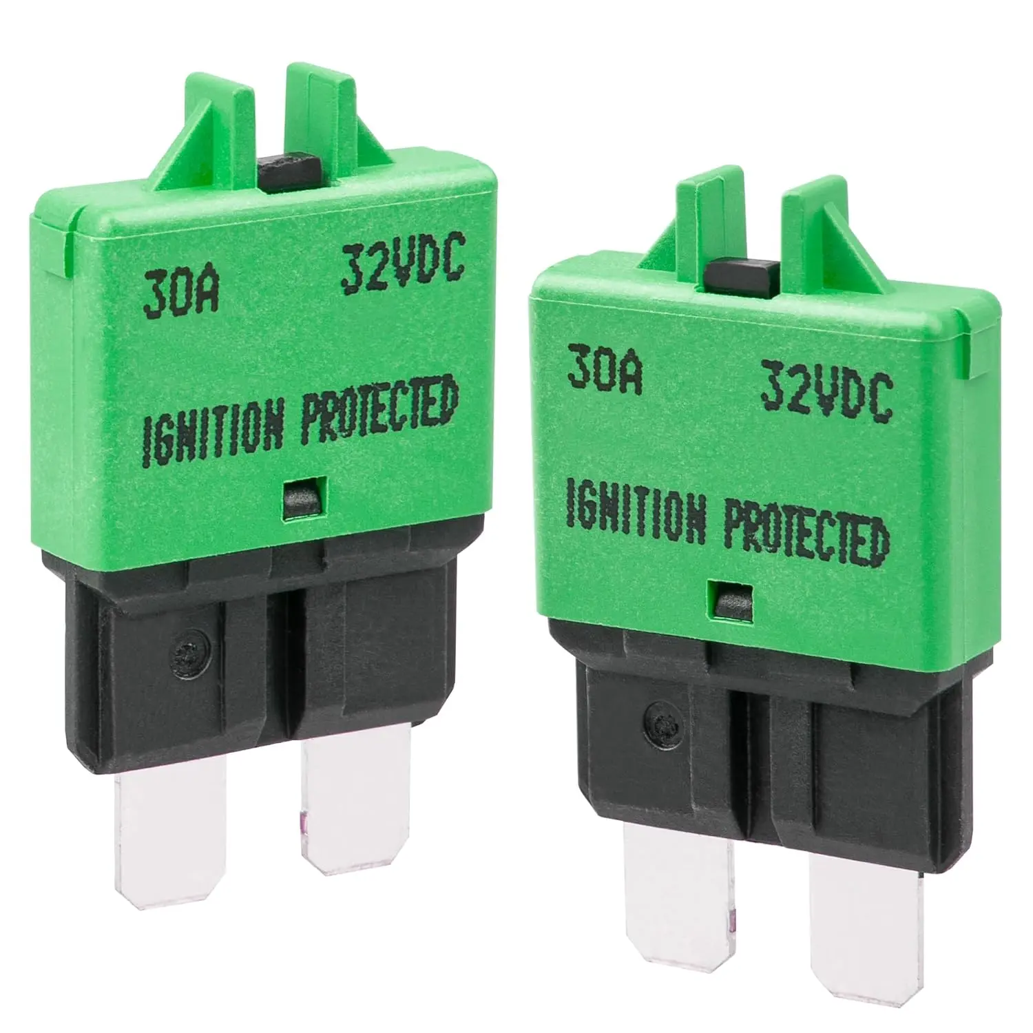 Manual Reset Mini Fuse Circuit Breakers 30A, E39 Low Profile ATO/ATC Circuit Breaker Blade Fuse 12V-32V DC 30A Re-settable Standard Blade Fuses for Car Truck RV Marine (2PCS-30A)