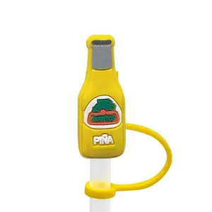 STAW TIP CAPS -Silicone - Straw Tips Cover - Reusable Drinking Straw Tips- (PINEAPPLE), 2.3 CM Drinkware