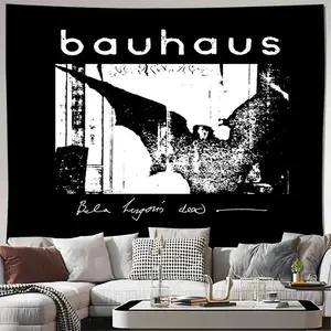 Vintage Bauhaus Tapestry Wall Hanging Gothic Dark Academia Decor Aesthetic Room Divider Home Textile Art