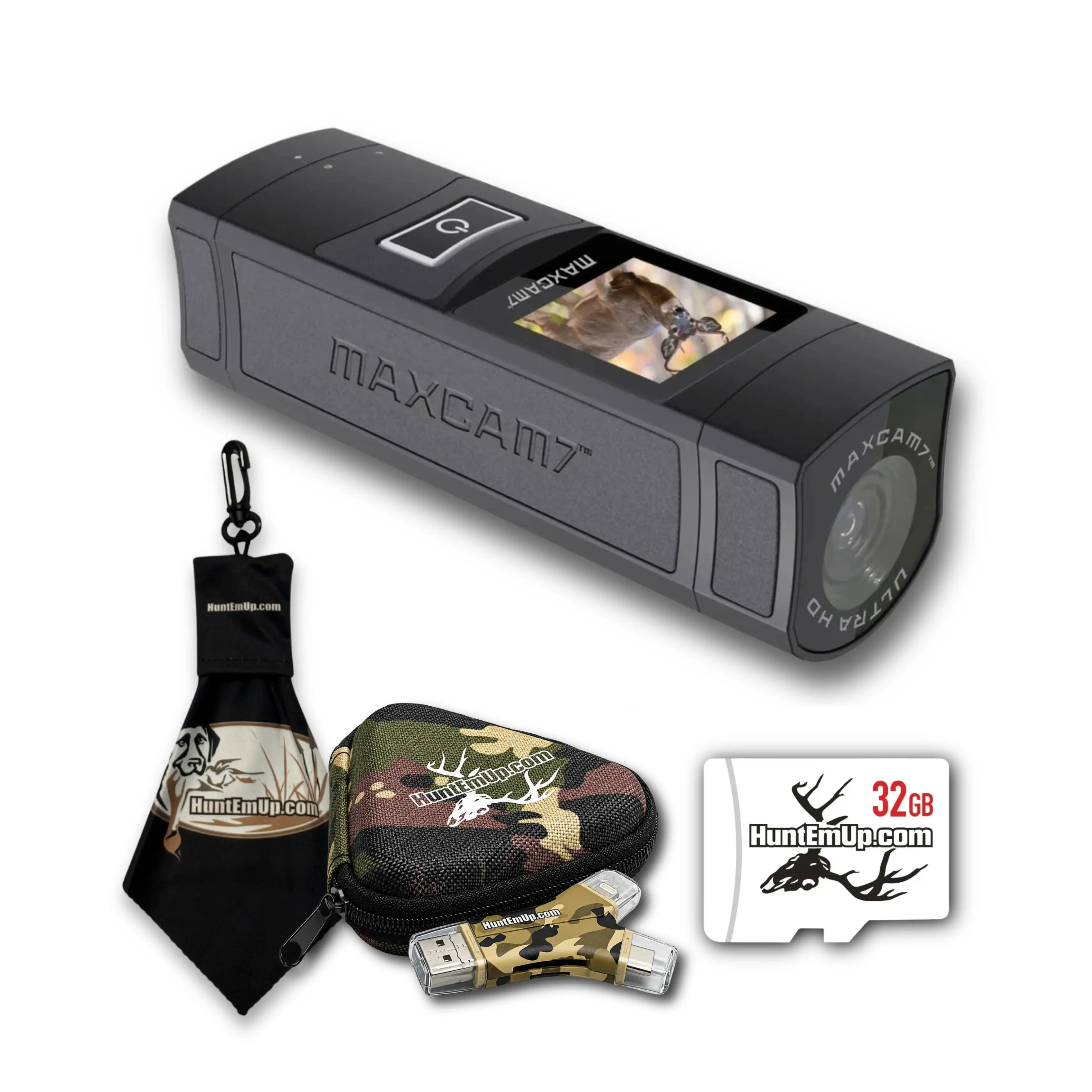 Maxcam7 4K POV Camera Bundle with HuntEmUp Accessories
