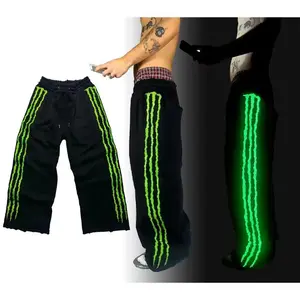 RetroClawTripleStripeFluorescenceStripedSweatpantsY2KMensWomensGothicHipHopBaggyJoggingPantsCasualClothingY2KStyle