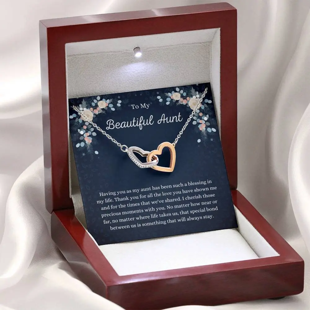 Personalized Aunt Necklace, Birthday Gift For Aunt, Aunt Jewelry, Present for Aunt, Christmas gift for Aunt, to my beautiful Aunt, two heart necklace