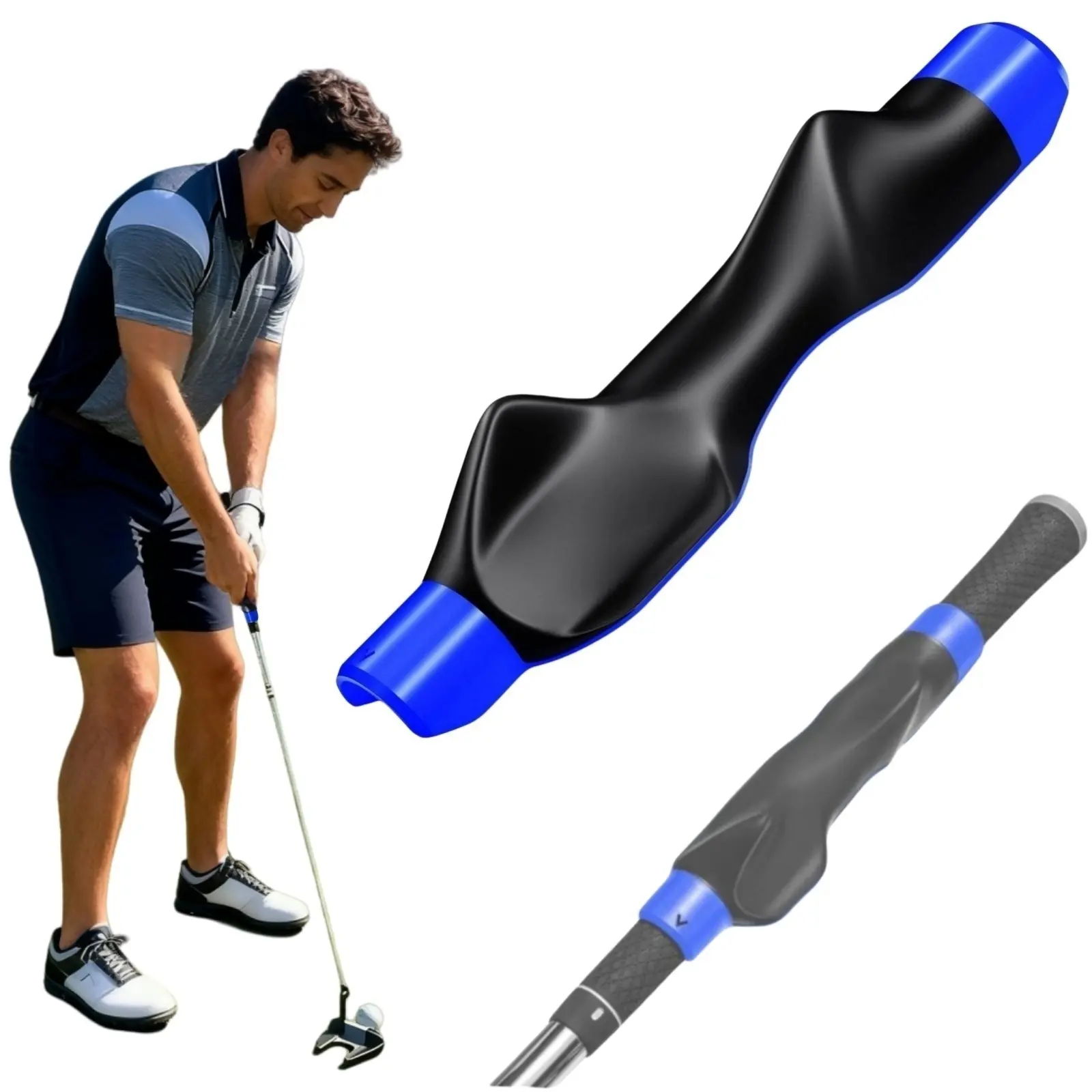 Right Handed Golf Grip Trainer Practice Tool Blue 3-Pack
