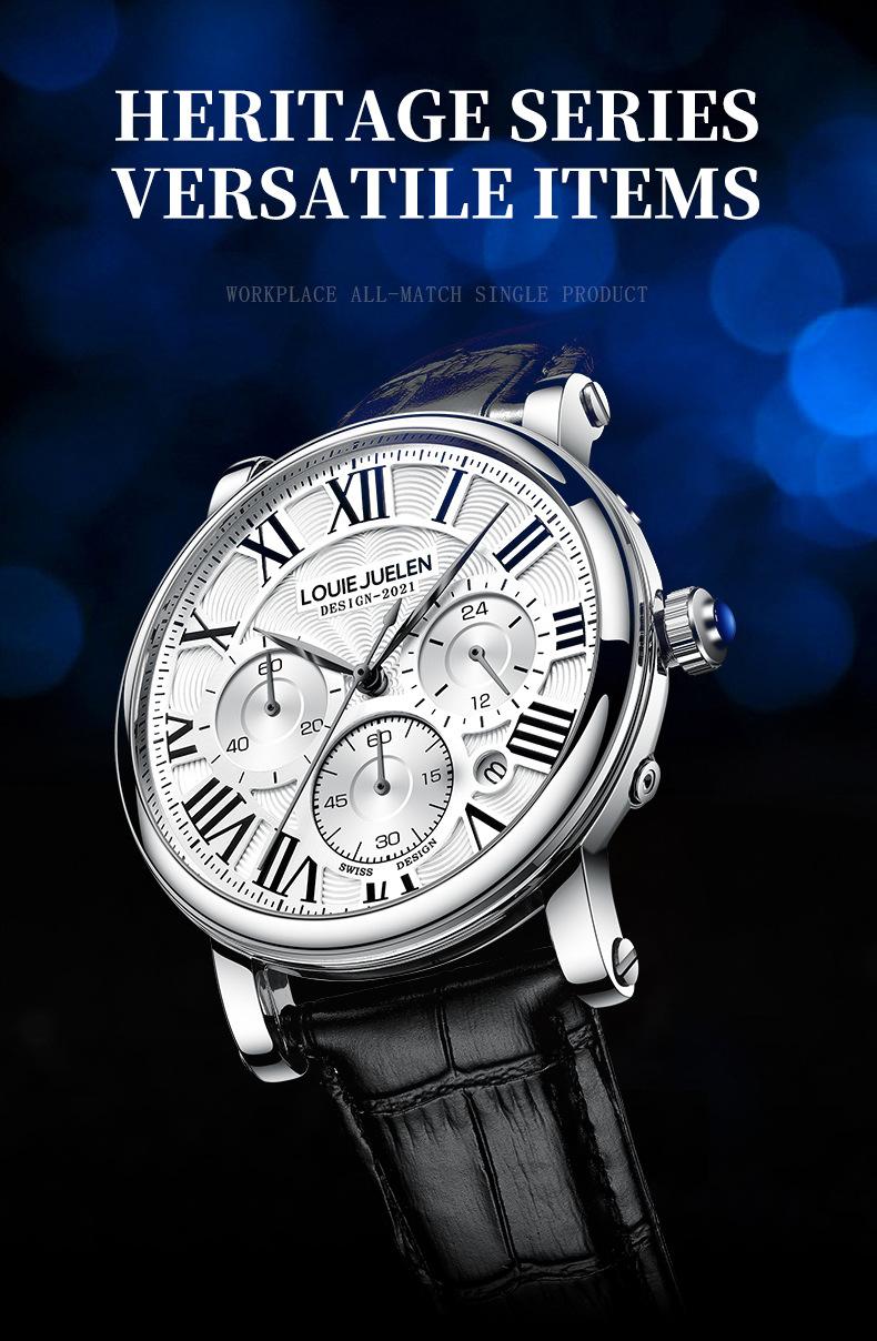 LOUIE JUELEN Luxury Men's Business Watch - 2025 New Multifunction Waterproof Quartz Wristwatch, Genuine High-End Fashion Men's Watch
