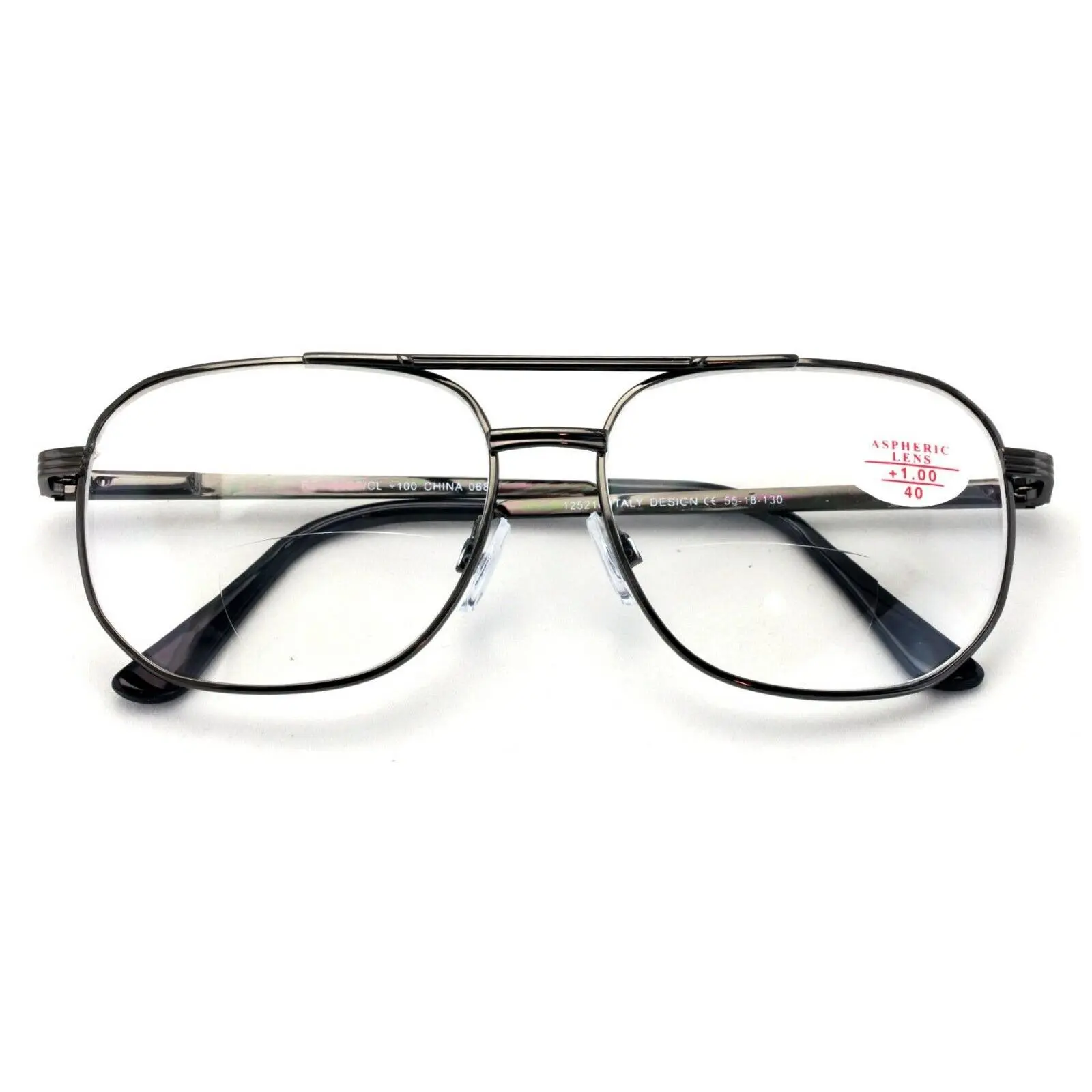 Bifocal Metal Aviator Reading Glasses Big Lens Spring Hinge Square Clear Reader