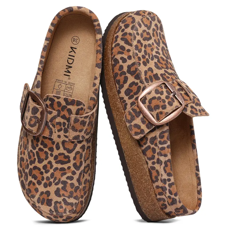 KIDMI Genuine Suede Slip On Mule Clogs Women's Adjustable Buckle Clogs Soft Suede, Buckle Strap, Stylish Everyday Clogs, Cute Trending Shoes for Women, Comfortable Everyday Casual Wear,Indoor Outdoor