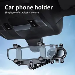 Car Phone Navigation Holder Rearview Mirror Extensible Rotatable Phone Stand, Adjustable Car Mount, Cell Phone Mount for Safe Driving, Universal Fit Design