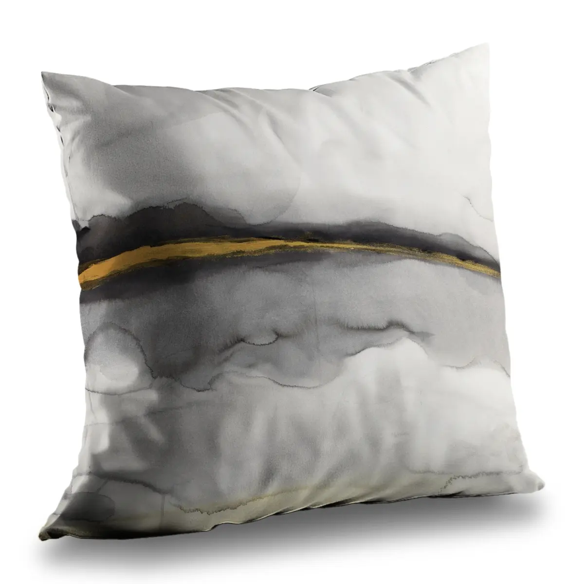 Begin Home Decor C1PT1414Z1POX3 14x14 in. Bohemian Luxurious Gold Stripe Abstract Statement Throw Pillow - Decorative Poly Twill Insert for Interior Use