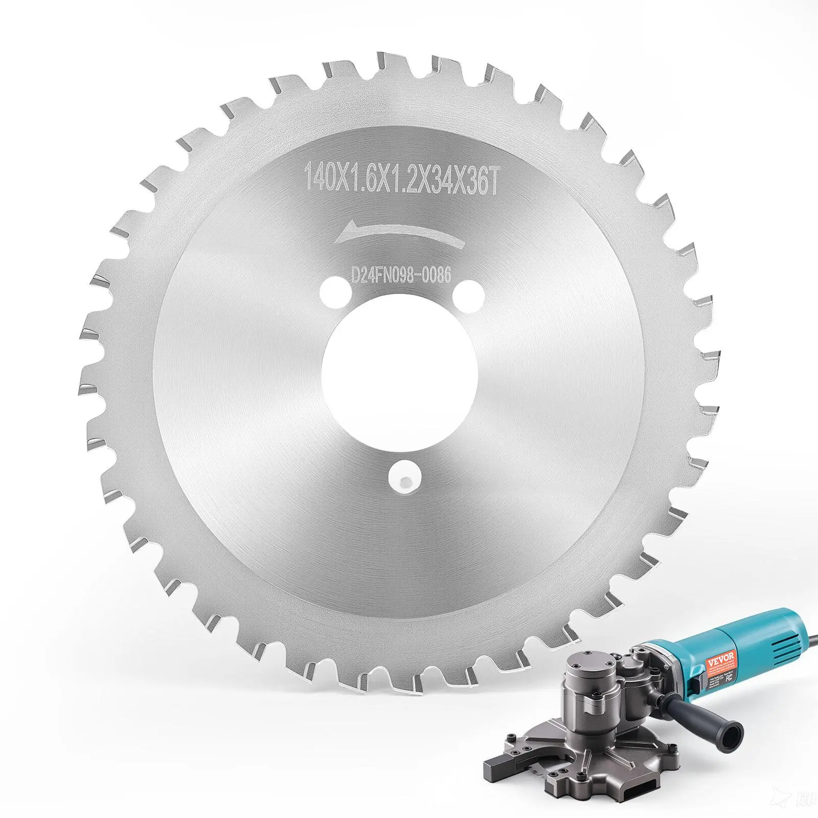 VEVOR Replacement Single Blade for Electric Cutting Saws & Handheld Rebar Cutters, 36-Teeth SK51 Steel Ceramic-Tip 140mm Blade, 34mm Arbor, Cuts Nail-Filled Wood/PVC/Copper, Fewer Tool Changes, Fast Clean Cuts for Aluminum Pipes