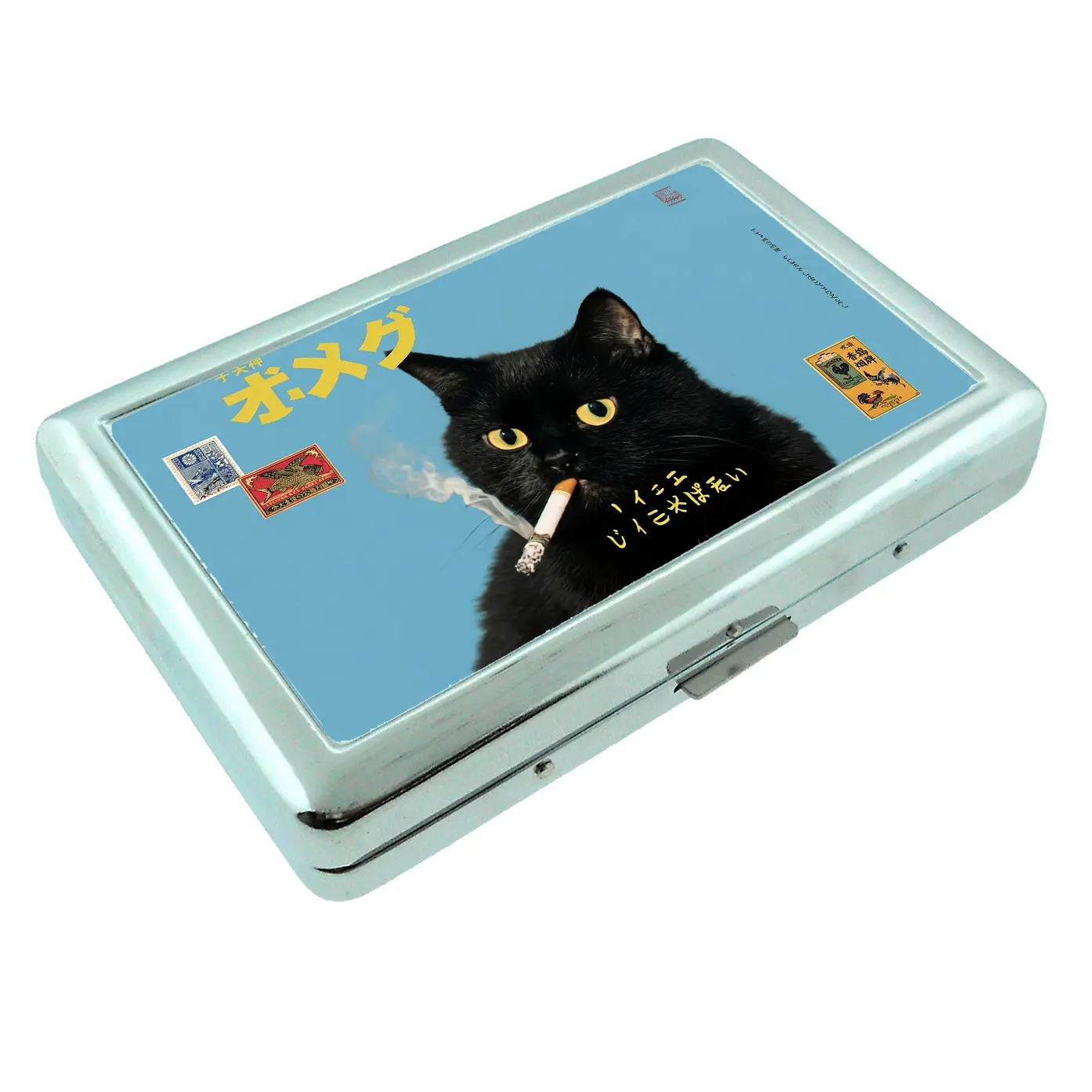 Black Cat Stamped Metal Case Wallet