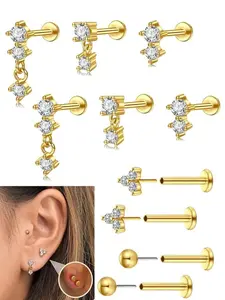 20Gauge Threadless Flat Back Cartilage Earring Stud Hypoallergenic Stainless Steel Push Pin Helix Tragus Earring Nose Stud Lip Piercing Jewelry for Women 8mm
