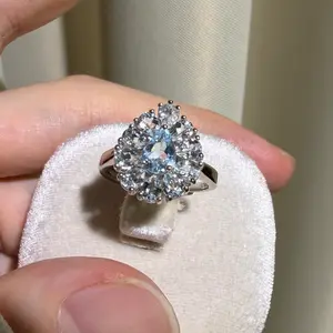 S925 sterling silver ring, Natural Aquamarine gemstone, adjustable size, set size wirh a 5*7mm, high quality setting Engagement Ring, Elegant and Luxurious for Women, as Wedding&Birthday Gift, Perfect for Daily Wear Valentine's Day Gift