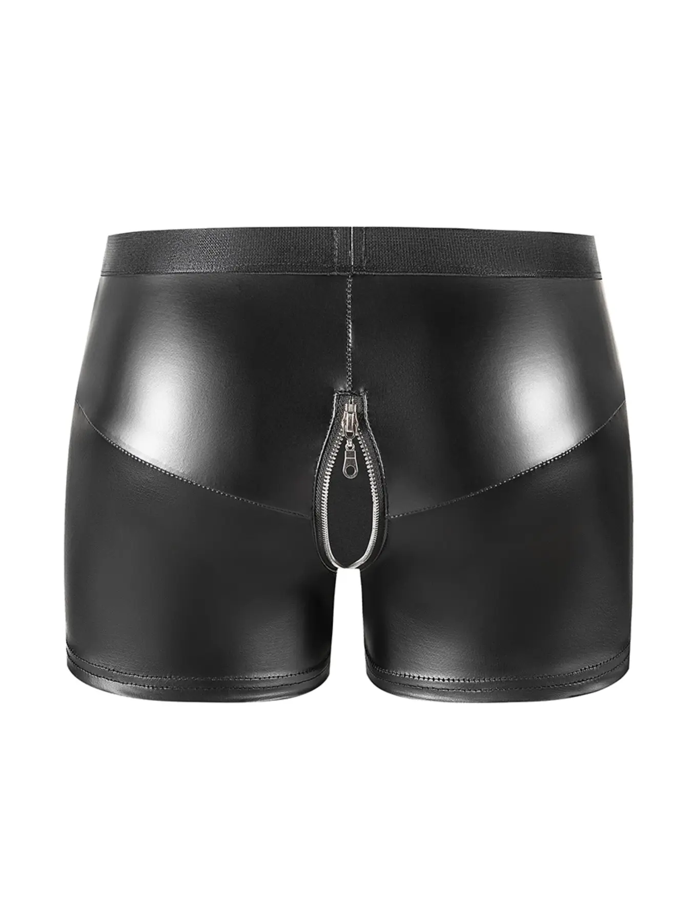 Men's Sexy Zipper Briefs, Soft Leather Tight-Fitting Shorts, Comfortable Streetwear Underwear for Daily Wear, Stylish and Discreet Design, Soft Stretch Briefs, Solid Briefs, Street Style Underwear