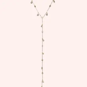 Crystal Drop Lariat Necklace, Dainty Minimalist Jewelry for Women, Elegant Daily Wear Accessory