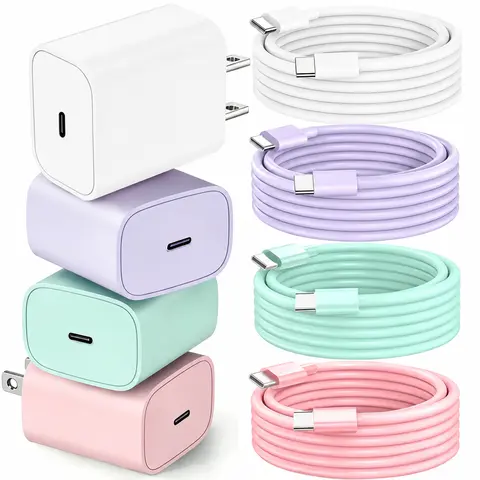 4-Pc Functional Type C Cellphone Charger Kit - 20W Super Fast Charging Solution, 6FT Multi-Charging Cable Chargers for iPhone 16/15, iPad Pro 12.9/11, Air, Mini