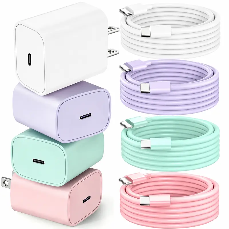 4-Pc Functional Type C Cellphone Charger Kit - 20W Super Fast Charging Solution, 6FT Multi-Charging Cable Chargers for iPhone 16/15, iPad Pro 12.9/11, Air, Mini