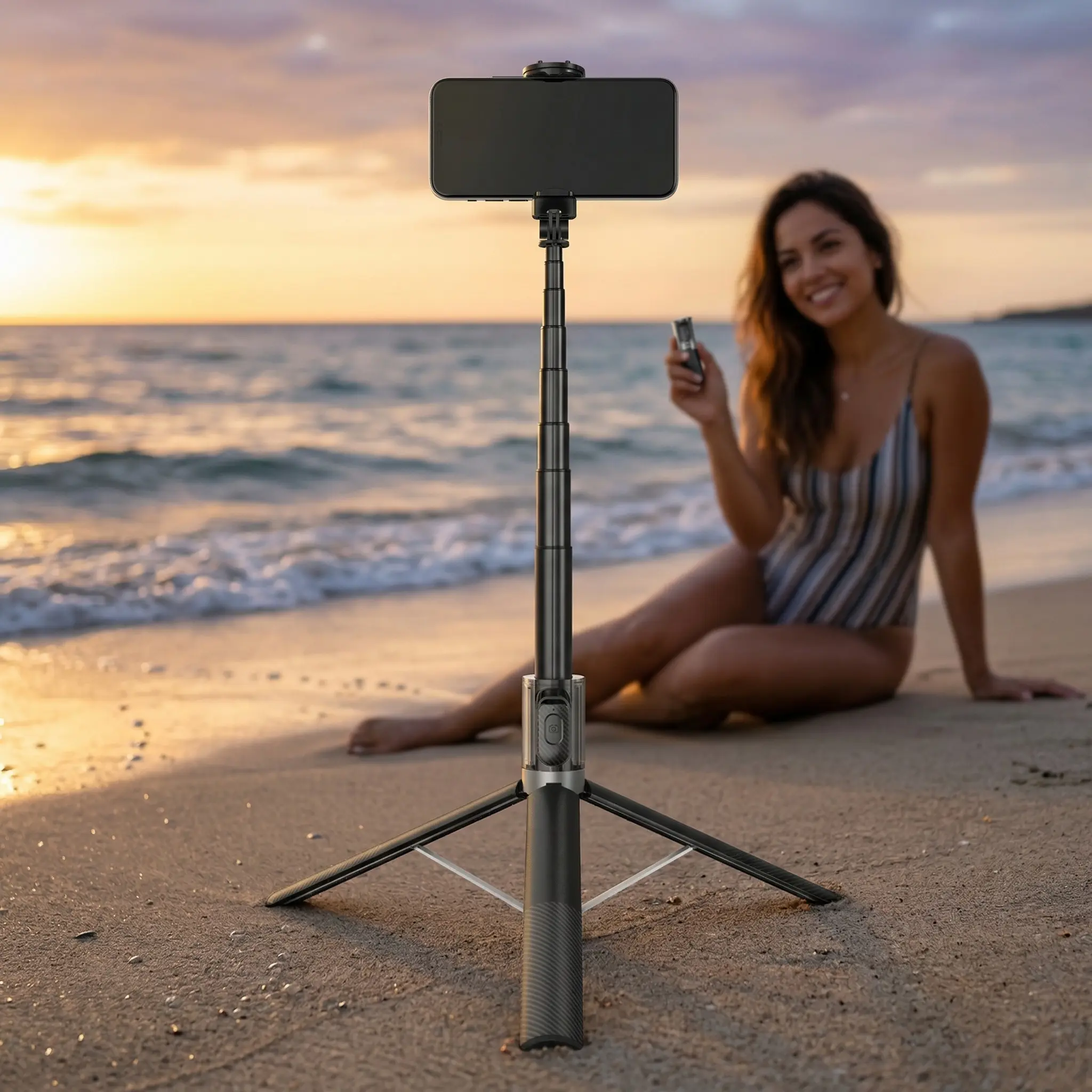 Selfie Stick Phone Tripod, 1.6m Extendable Auto Open Stand with Wireless Remote, Lightweight Portable for Vlog, Travel, Live Streaming, Photography, Compatible with iPhone Android#tiktokshopbacktoschool#sohochic