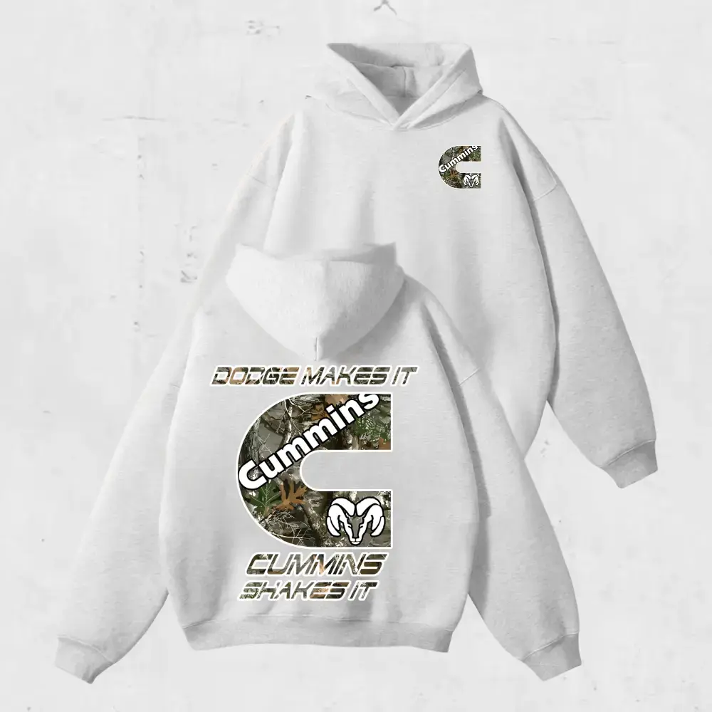 Truck Life Hoodie – Bold Cummins Graphic with Camo Pattern for Diesel Enthusiasts Great for Off-Road, Garage Work, and Outdoor Country Lifestyle, Car Hoodie