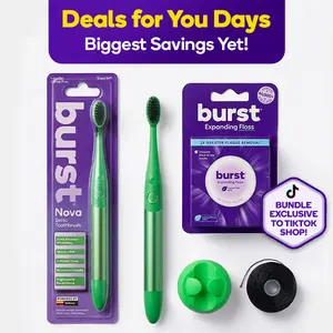 Lime Light Nova Sonic Toothbrush Bundle- Includes AAA Battery Sonic Toothbrush,  Wall Mount, Mint Eucalyptus Aroma Black Expanding Floss