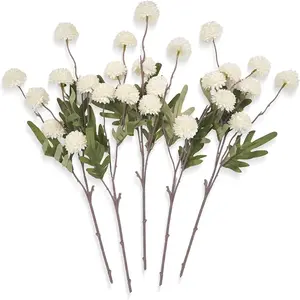 Artificial Pompon Mum, 8Pcs Fake Kiku Flowers Silk Small Mini Chrysanthemum Ball Faux Mum Decor for Vase Filler DIY Bouquet Centerpieces Arrangements Shower