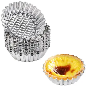 24-Piece Stainless Steel Egg Tart Dessert Molds Set, Durable Baking Tools for Home & Professional Use, Perfect for Cakes, Pastries, Desserts, Flan