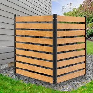 Lilypelle Air Conditioner Fence, 2-Panel Pool Equipment Enclosure, 36" W x 44" H Privacy Screens Fence Panels with Metal Stakes, Wood Trash Can Fence Privacy Fence Panel for Outside