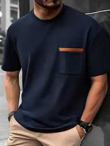 Men's Regular Fit Letter Graphic Tee, Casual Short Sleeve Crew Neck T-shirt for Summer, Fashion Men's Top for Daily Wear, Casual Street Style, Tropical, Round Neck, Menswear