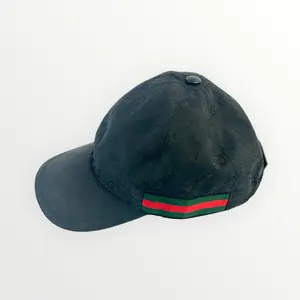 Pre-owned GUCCI CANVAS Small Leather Goods Black Monogram Hat Size M