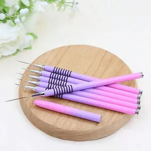 6-Piece Metal Nail Brush Set, Pulling Pen, Carving Function Pen, Painting Pen, Nail Tool Kit (random Color)