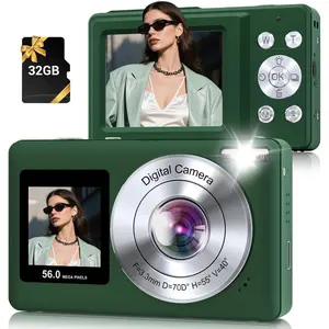 Digital Camera, 56MP 2.7K Dual-Screen Selfie Camera with 16X Zoom, 20 Filters & Anti-Shake, Portable Point and Shoot Digital Cameras with 32GB Card, Compact Travel Cameras for Beginners Teens