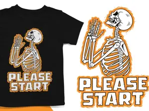Please Start Tee Unisex Shortsleeve Tshirt Menswear Top Fleece Underwear Skeleton Streetwear